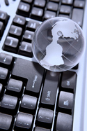 Glass globe on keyboard