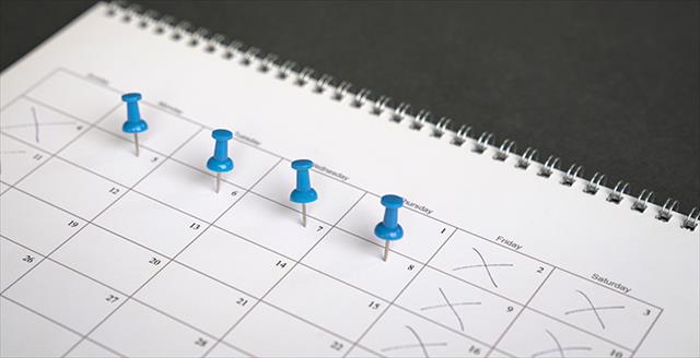 calendar with pushpins