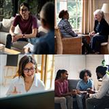 collage of therapists and patients in various clinical settings