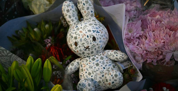 Tributes left at the Bondi Pavillion in memory of the victims of a shooting at Bondi Beach, in Sydney on December 15, 2025.