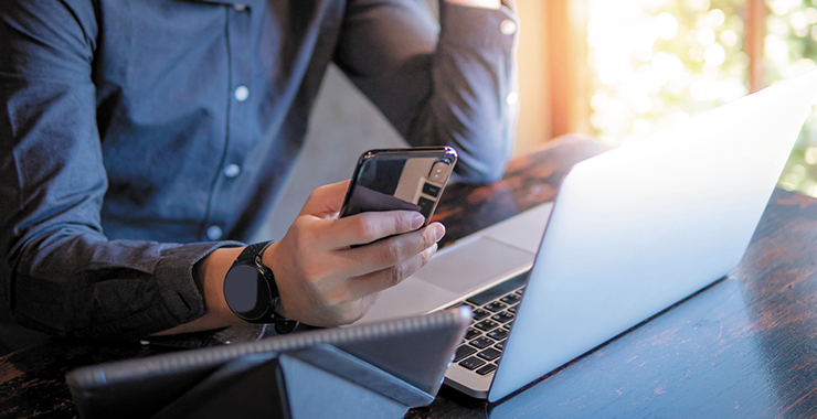 man using a smart phone