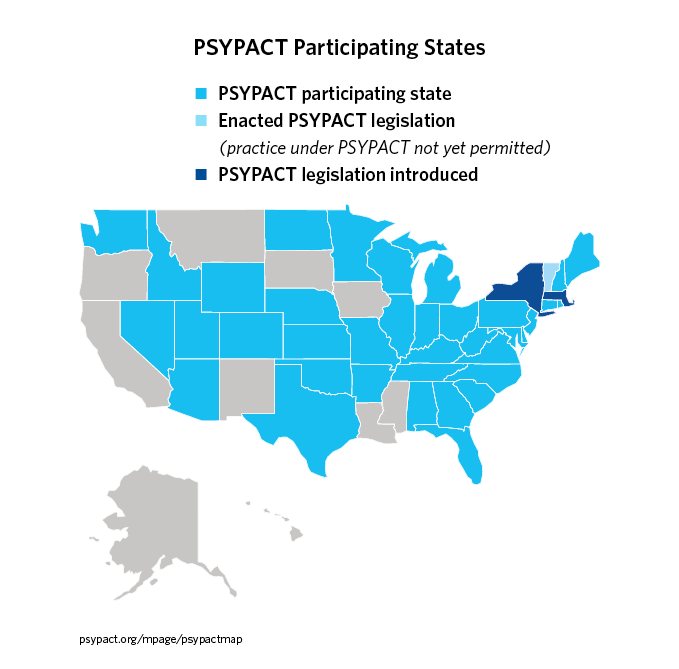 PSYPACT participating states graph