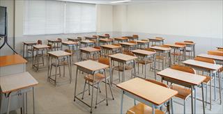 rows of empty school desks