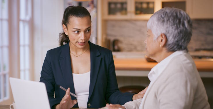 professional woman talking to a female client