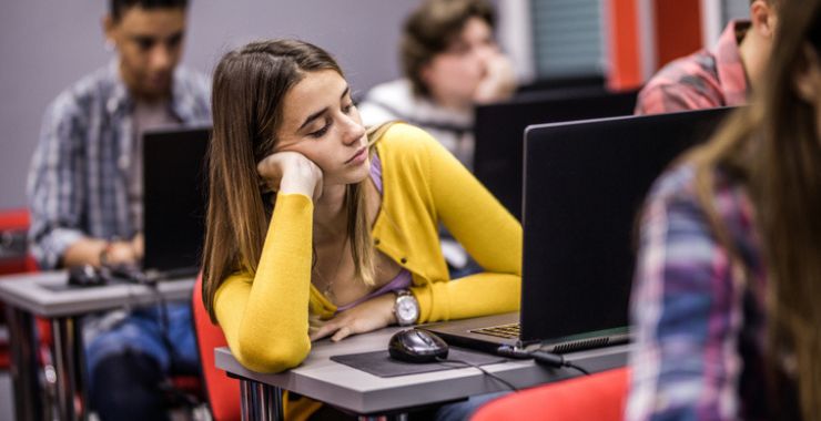 Student falling asleep at desk