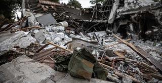 rubble of collapsed building