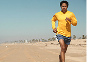 Man running on the beach